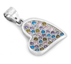 Komplet srebrny z sercem, kolczyki i zawieszka