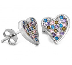 Komplet srebrny z sercem, kolczyki i zawieszka