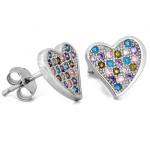 Komplet srebrny z sercem, kolczyki i zawieszka