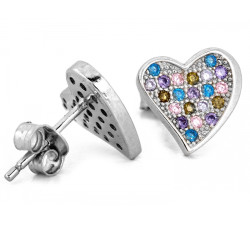 Komplet srebrny z sercem, kolczyki i zawieszka