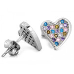 Komplet srebrny z sercem, kolczyki i zawieszka