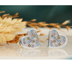 Komplet srebrny z sercem, kolczyki i zawieszka