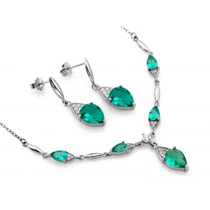 Srebrny komplet z cyrkoniami