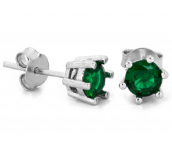 Kolczyki srebrne na sztyfcie z zieloną cyrkonią