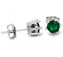 Kolczyki srebrne na sztyfcie z zieloną cyrkonią