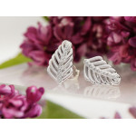 Kolczyki srebrne liść z cyrkoniami