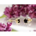 Kolczyki srebrne pozłacane na sztyfcie z czarną cyrkonią