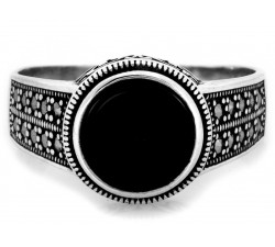 Srebrny pierścionek z markazytami 925