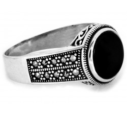 Srebrny pierścionek z markazytami 925