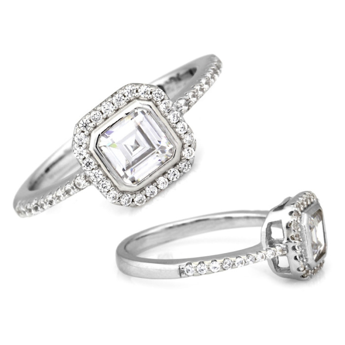 Pierścionek srebrny z cyrkoniami markiza