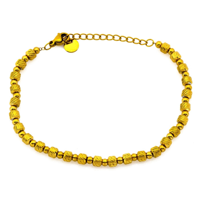 Pozłacana bransoletka stalowa z kuleczkami