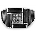 Sygnet srebrny z onyksami i markazytami