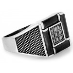 Sygnet srebrny z onyksami i markazytami