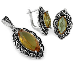 Srebrny komplet z cyrkoniami i zultanite 0.925