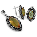 Srebrny komplet z cyrkoniami i zultanite 0.925