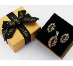 Srebrny komplet z cyrkoniami i zultanite 0.925