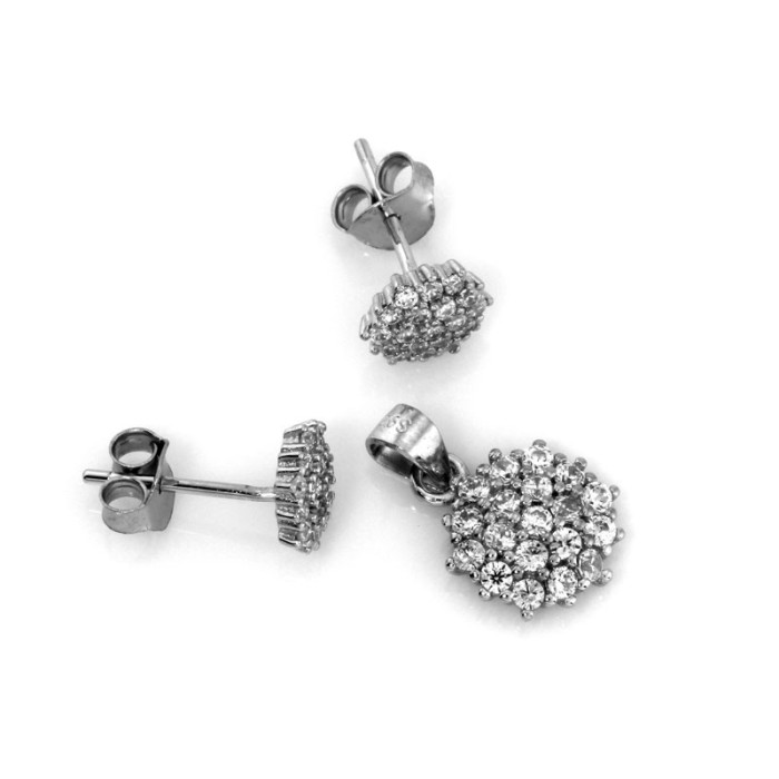 Srebrny komplet biżuterii z cyrkoniami