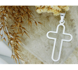 Srebrny krzyżyk kontury zawieszka