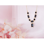 Naszyjnik srebrny pozłacany z czarnymi kamieniami