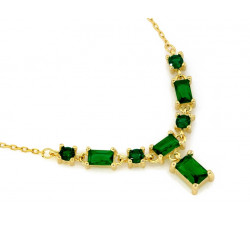 Pozłacany srebrny naszyjnik z zielonymi kamieniami