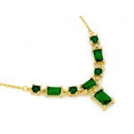 Pozłacany srebrny naszyjnik z zielonymi kamieniami