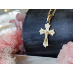 Srebrny krzyżyk pozłacany z pasyjką