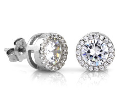 Srebrne kolczyki markiza z cyrkoniami