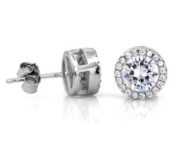 Srebrne kolczyki markiza z cyrkoniami