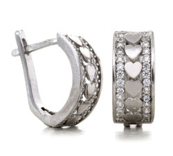 Srebrne kolczyki z cyrkoniami, serce