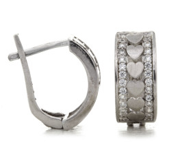 Srebrne kolczyki z cyrkoniami, serce