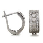 Srebrne kolczyki z cyrkoniami, serce