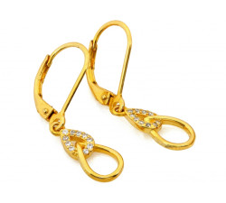 Srebrne kolczyki pozłacane wiszące z cyrkoniami