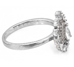 Pierścionek srebrny oczko kropla z cyrkoniami