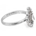 Pierścionek srebrny oczko kropla z cyrkoniami