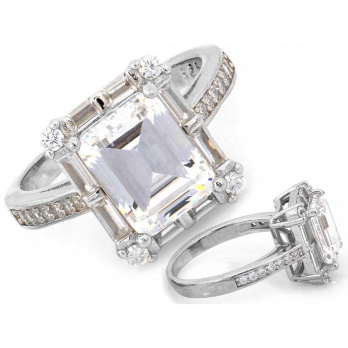 Srebrny pierścionek z prostokątnym oczkiem