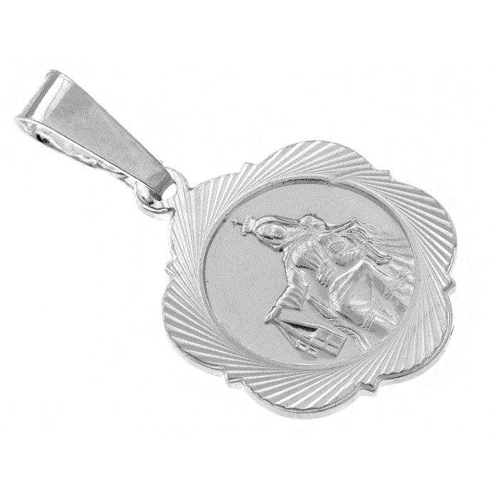 Srebrny medalik Szkaplerz Niepokalana Serce Jezusa