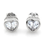 Srebrne kolczyki z sercem i cyrkoniami