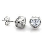 Srebrne kolczyki z sercem i cyrkoniami