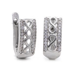 Srebrne kolczyki z cyrkoniami w motywie nieskończoności