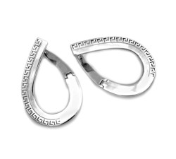 Kolczyki srebrne sztywne modne z greckim wzorem