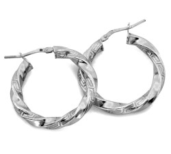 Srebrne kolczyki koła z greckim wzorem 38mm