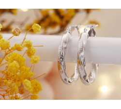 Srebrne kolczyki koła z greckim wzorem 38mm