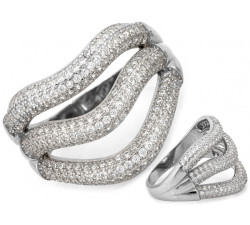 Srebrny pierścionek z cyrkoniami szeroki ażurowy