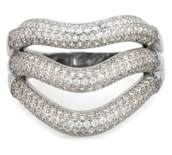 Srebrny pierścionek z cyrkoniami szeroki ażurowy