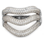 Srebrny pierścionek z cyrkoniami szeroki ażurowy