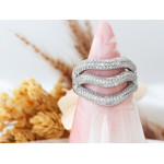 Srebrny pierścionek z cyrkoniami szeroki ażurowy