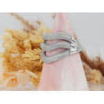 Srebrny pierścionek z cyrkoniami szeroki ażurowy