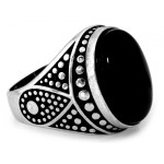 Duży srebrny sygnet czarny owalny oksydowany