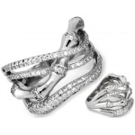 Szeroki srebrny pierścień przeplatany z cyrkoniami