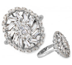 Srebrny pierścień owalny ażurowy z cyrkoniami